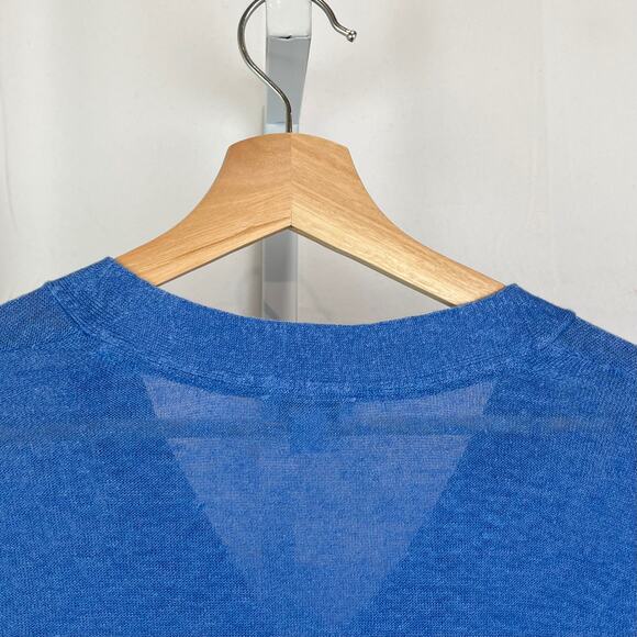 J. JILL Lightweight Knee Length Tunic Sweater V-Neck Side Slit Linen Bld Blue XS - Picture 5 of 9